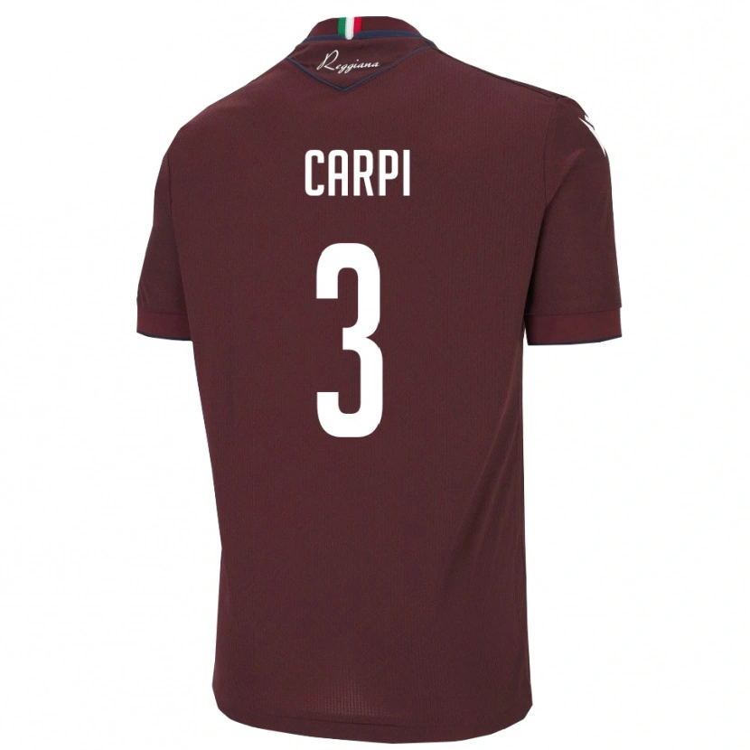Danxen Uomo Maglia Filippo Carpi #3 Borgogna Bianco Kit Gara Home 2025/26 Maglietta