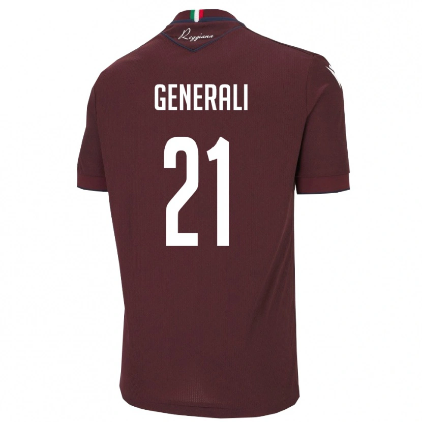 Danxen Uomo Maglia Mattia Generali #21 Borgogna Bianco Kit Gara Home 2025/26 Maglietta