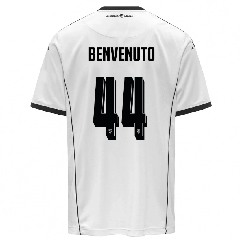 Danxen Uomo Maglia Mattia Benvenuto #44 Bianco Nero Kit Gara Home 2025/26 Maglietta