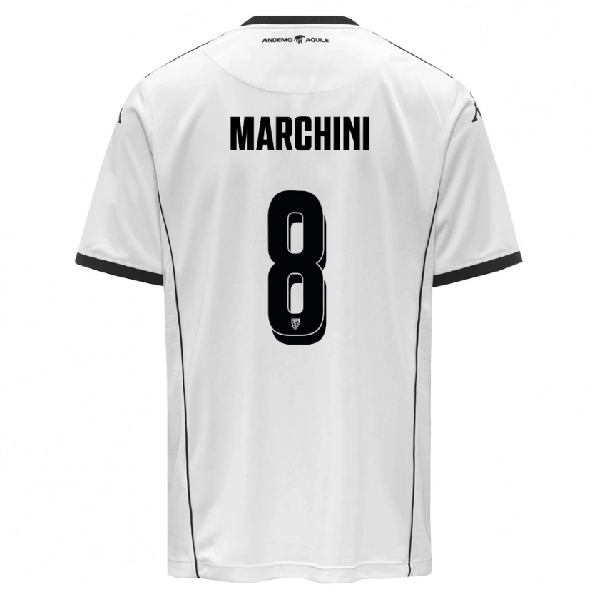 Danxen Uomo Maglia Mattia Marchini #8 Bianco Nero Kit Gara Home 2025/26 Maglietta
