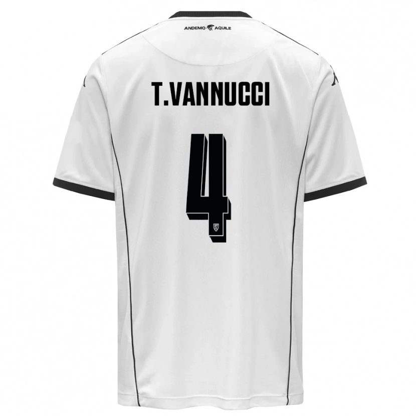 Danxen Uomo Maglia Tommaso Vannucci #4 Bianco Nero Kit Gara Home 2025/26 Maglietta