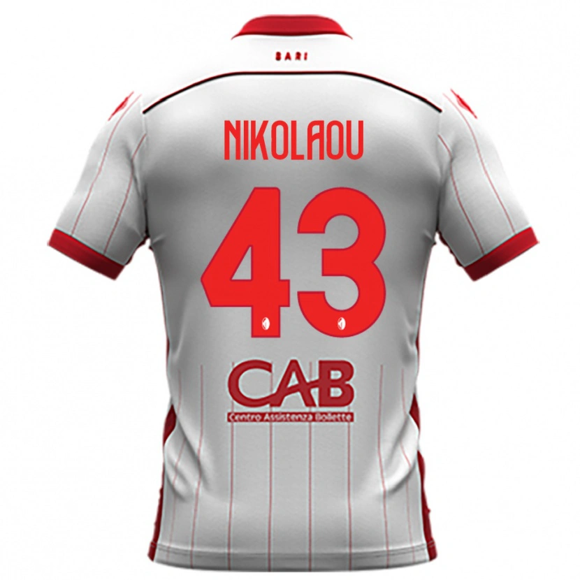 Danxen Uomo Maglia Dimitrios Nikolaou #43 Bianco Rosso Kit Gara Home 2025/26 Maglietta