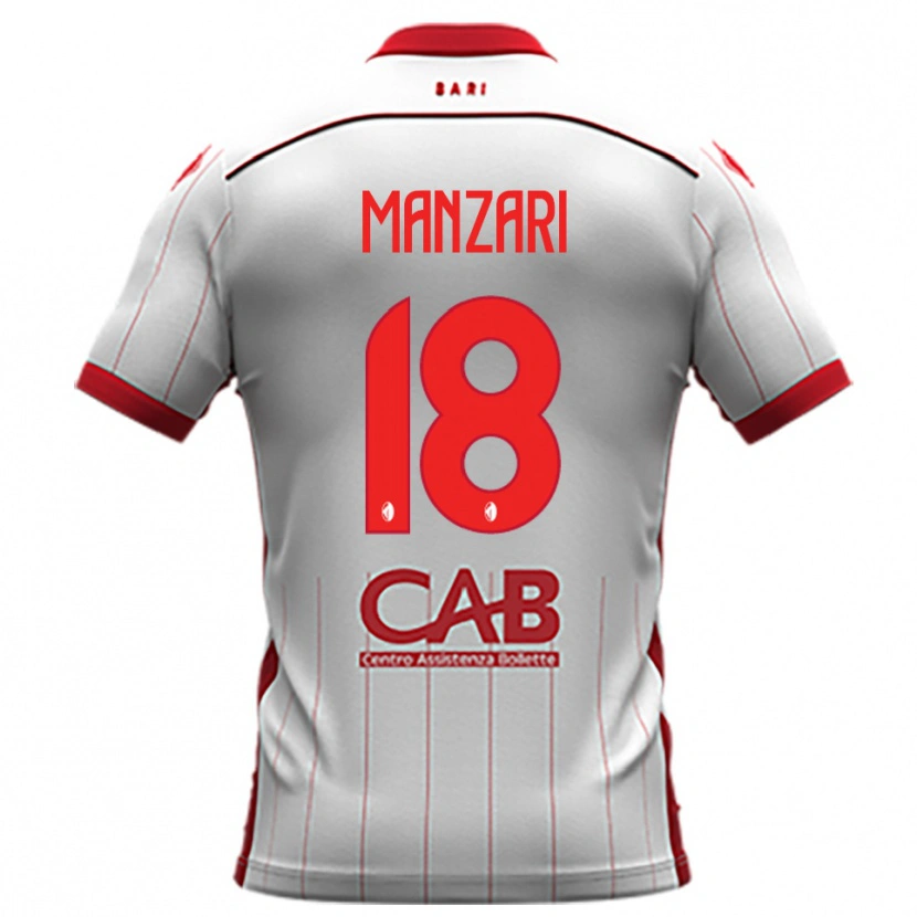 Danxen Uomo Maglia Giacomo Manzari #18 Bianco Rosso Kit Gara Home 2025/26 Maglietta