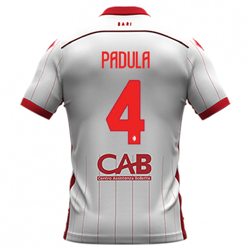 Danxen Uomo Maglia Giuseppe Padula #4 Bianco Rosso Kit Gara Home 2025/26 Maglietta