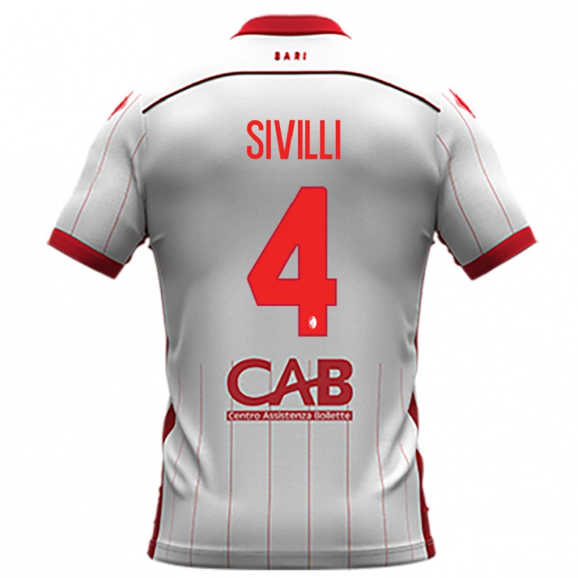 Danxen Uomo Maglia Federico Sivilli #4 Bianco Rosso Kit Gara Home 2025/26 Maglietta