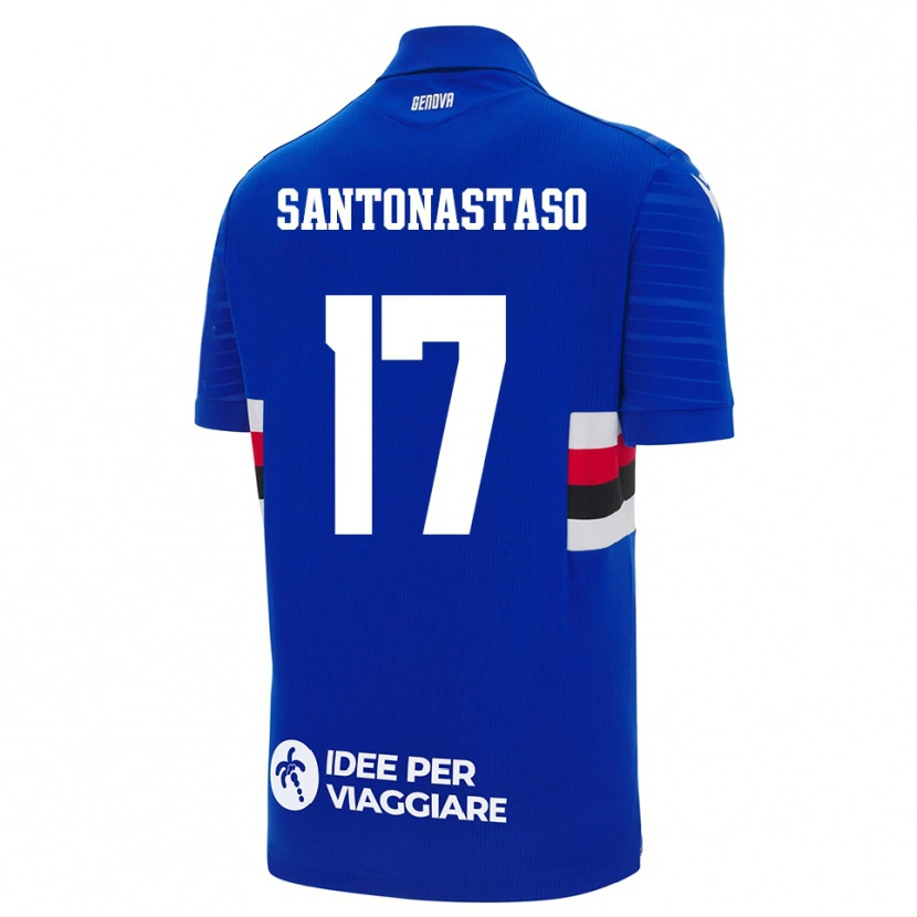 Danxen Uomo Maglia Vincenzo Santonastaso #17 Blu Bianco Kit Gara Home 2025/26 Maglietta