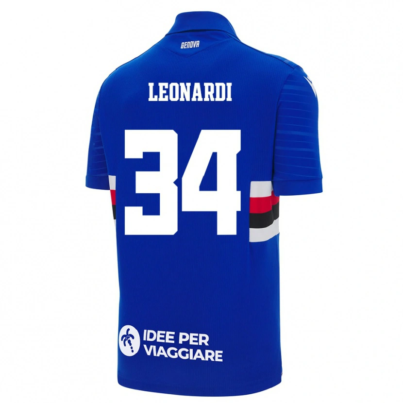 Danxen Uomo Maglia Simone Leonardi #34 Blu Bianco Kit Gara Home 2025/26 Maglietta