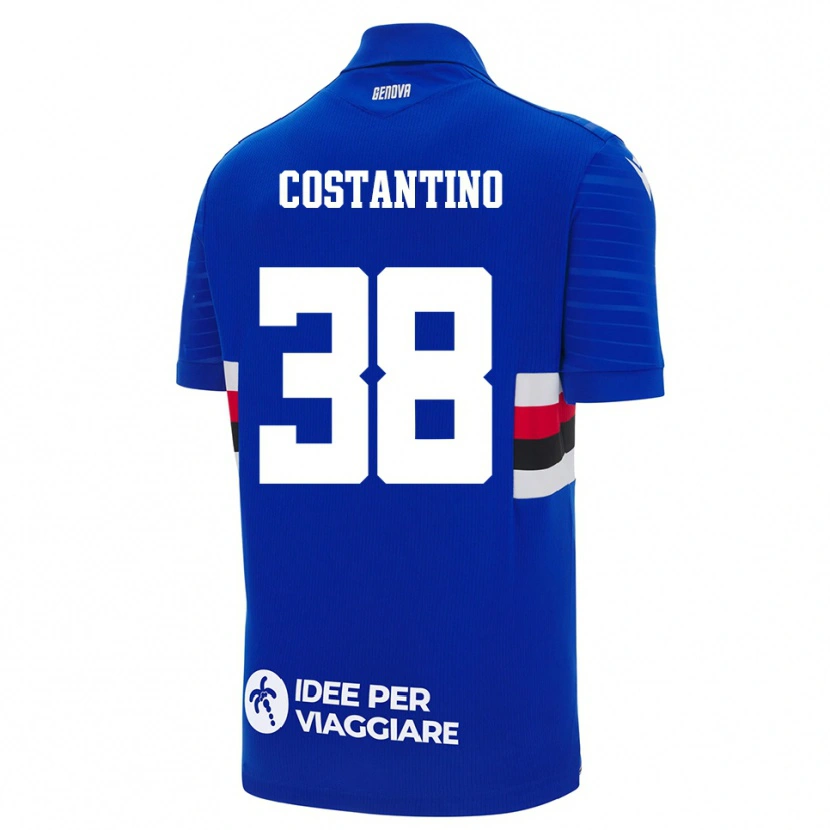 Danxen Uomo Maglia Lorenzo Costantino #38 Blu Bianco Kit Gara Home 2025/26 Maglietta