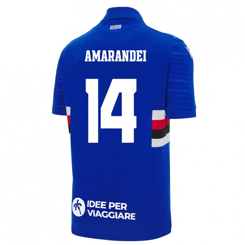 Danxen Uomo Maglia Ștefan Amarandei #14 Blu Bianco Kit Gara Home 2025/26 Maglietta