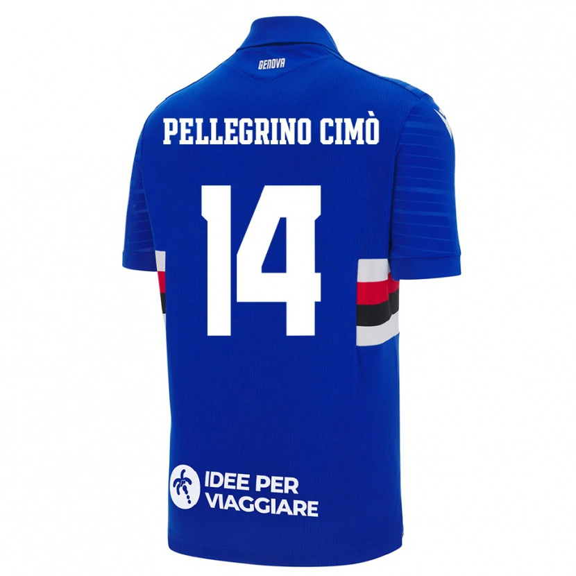 Danxen Uomo Maglia Giada Pellegrino Cimò #14 Blu Bianco Kit Gara Home 2025/26 Maglietta