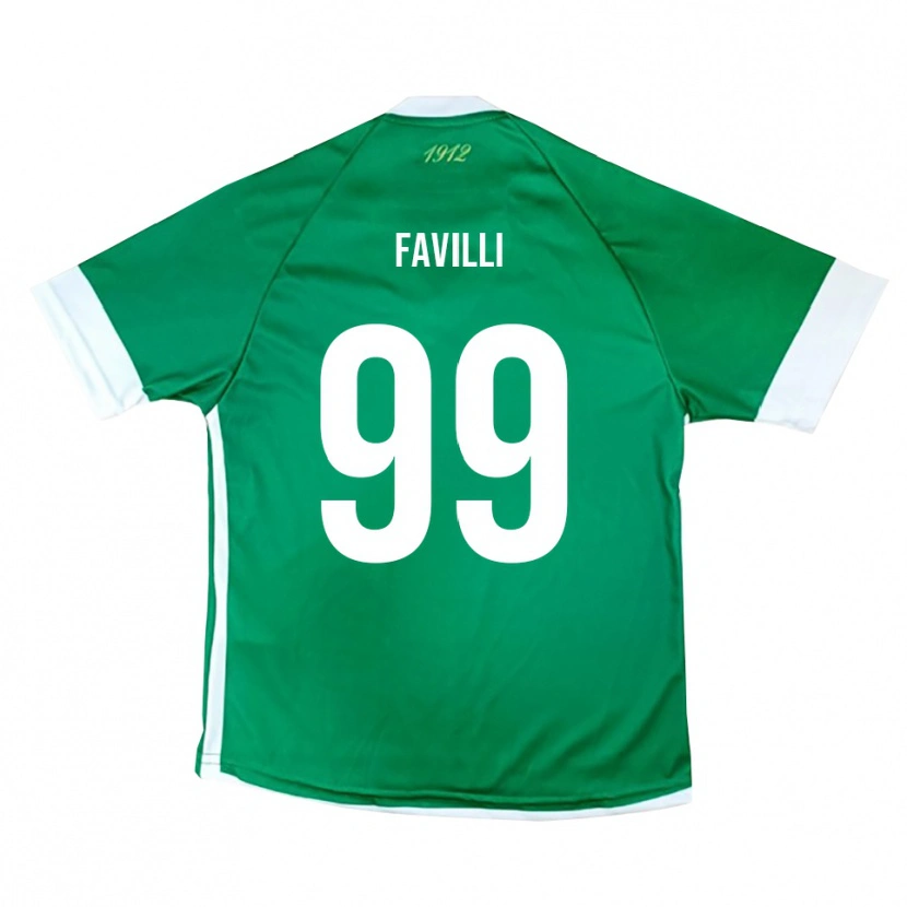 Danxen Uomo Maglia Andrea Favilli #99 Verde Bianco Kit Gara Home 2025/26 Maglietta