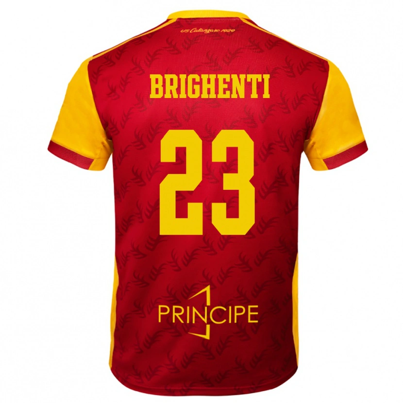 Danxen Uomo Maglia Nicolò Brighenti #23 Giallo Rosso Kit Gara Home 2025/26 Maglietta