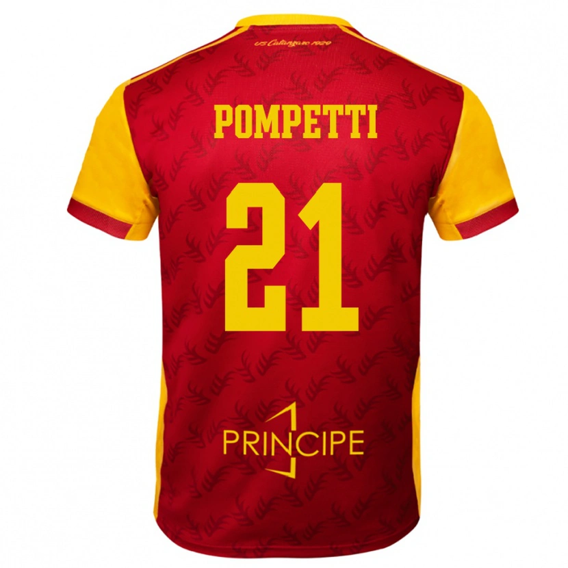Danxen Uomo Maglia Marco Pompetti #21 Giallo Rosso Kit Gara Home 2025/26 Maglietta