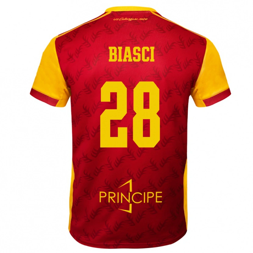 Danxen Uomo Maglia Tommaso Biasci #28 Giallo Rosso Kit Gara Home 2025/26 Maglietta