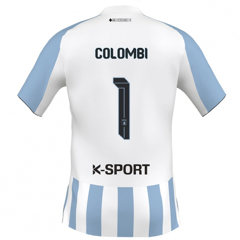 Danxen Uomo Maglia Simone Colombi #1 Bianco Azzurro Kit Gara Home 2025/26 Maglietta
