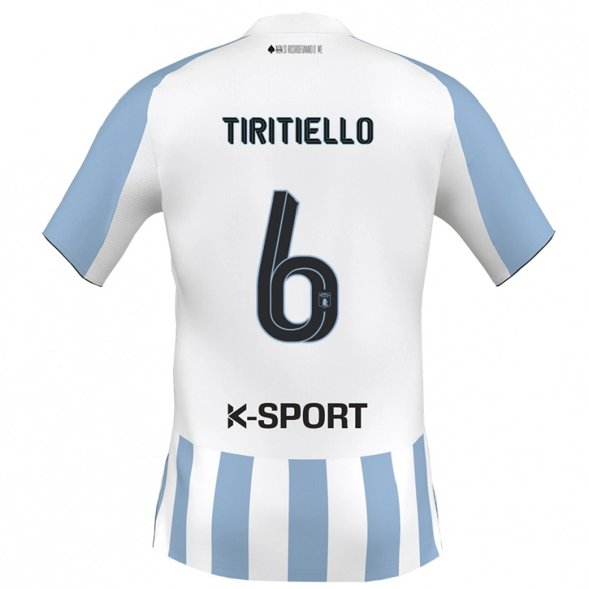 Danxen Uomo Maglia Andrea Tiritiello #6 Bianco Azzurro Kit Gara Home 2025/26 Maglietta