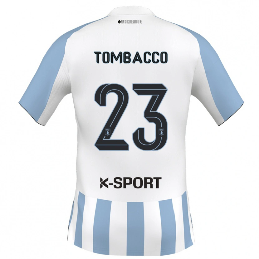 Danxen Uomo Maglia Federico Tombacco #23 Bianco Azzurro Kit Gara Home 2025/26 Maglietta