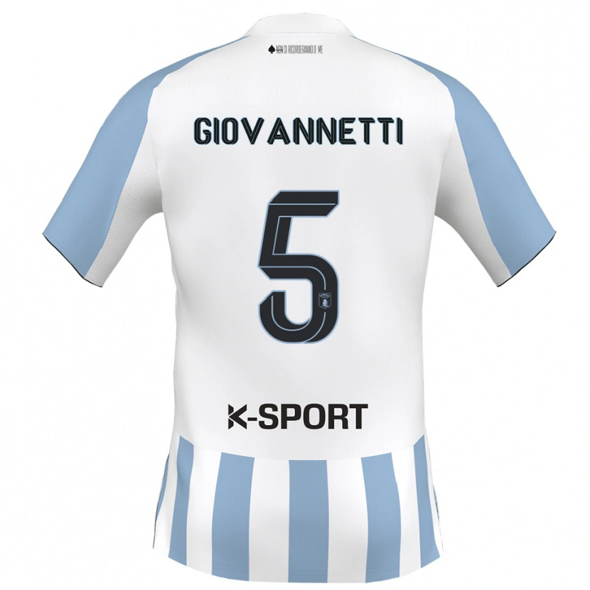 Danxen Uomo Maglia Elia Giovannetti #5 Bianco Azzurro Kit Gara Home 2025/26 Maglietta