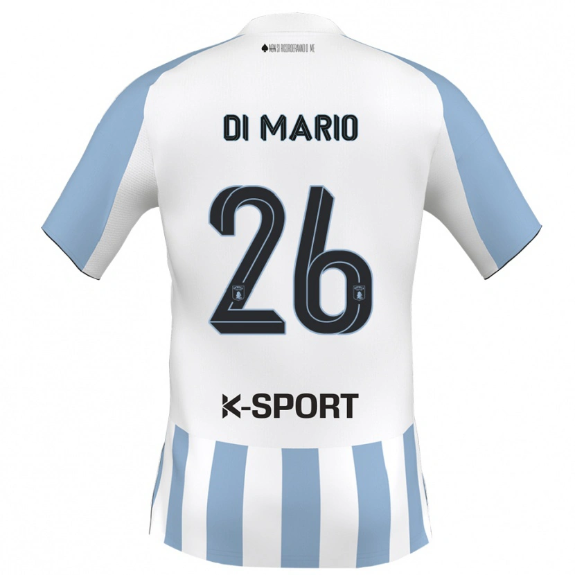 Danxen Uomo Maglia Stefano Di Mario #26 Bianco Azzurro Kit Gara Home 2025/26 Maglietta