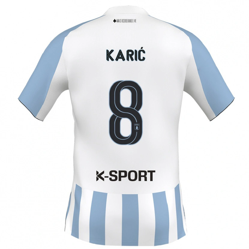 Danxen Uomo Maglia Nermin Karić #8 Bianco Azzurro Kit Gara Home 2025/26 Maglietta