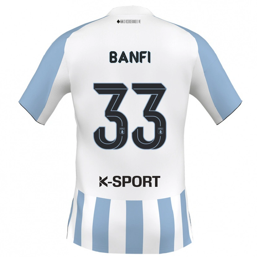 Danxen Uomo Maglia Emanuele Banfi #33 Bianco Azzurro Kit Gara Home 2025/26 Maglietta