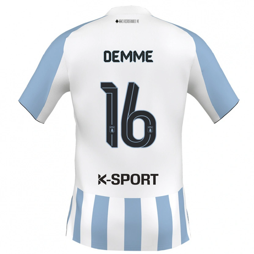 Danxen Uomo Maglia Maurizio Demme #16 Bianco Azzurro Kit Gara Home 2025/26 Maglietta