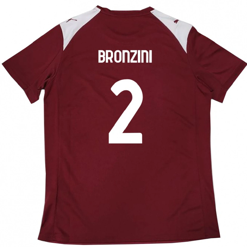 Danxen Uomo Maglia Luca Bronzini #2 Borgogna Bianco Kit Gara Home 2025/26 Maglietta