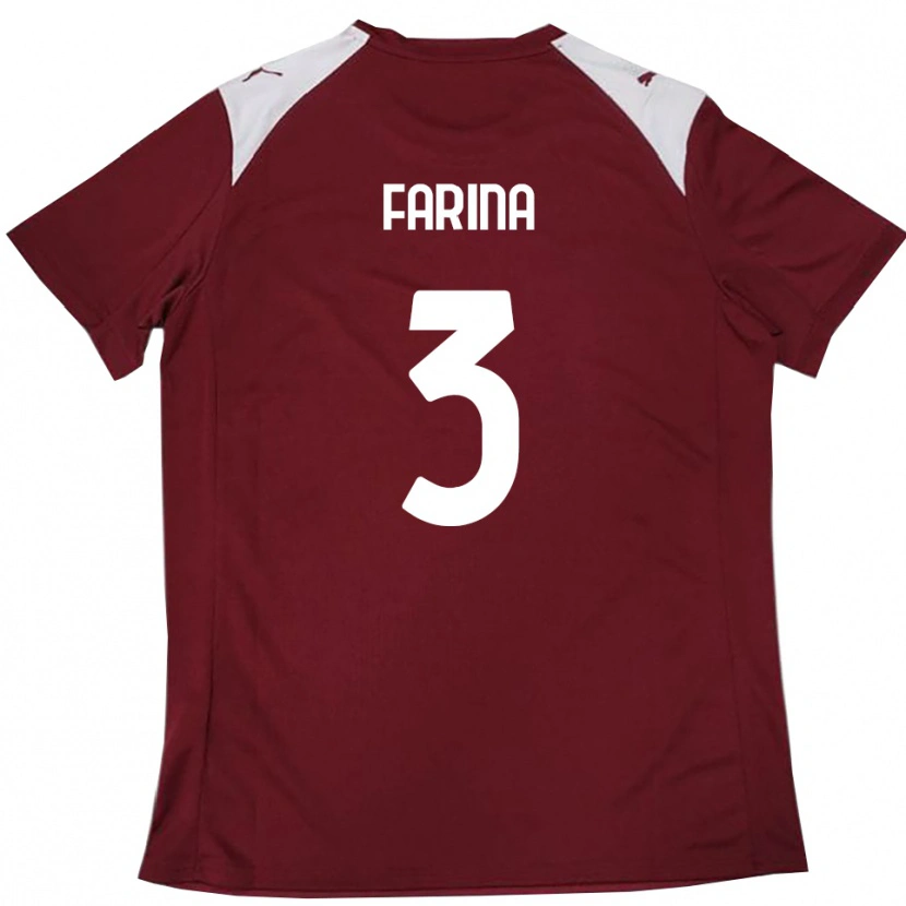 Danxen Uomo Maglia Alfredo Farina #3 Borgogna Bianco Kit Gara Home 2025/26 Maglietta
