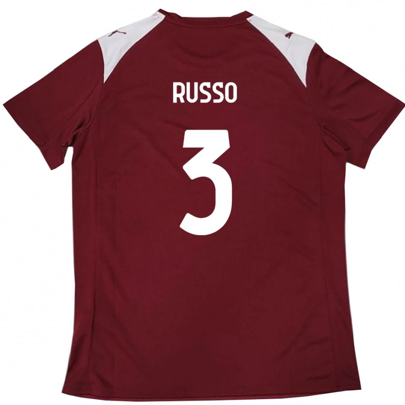 Danxen Uomo Maglia Mattia Russo #3 Borgogna Bianco Kit Gara Home 2025/26 Maglietta