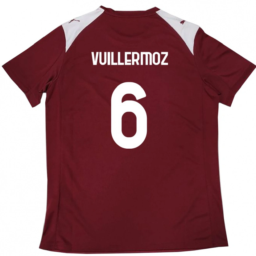 Danxen Uomo Maglia Joshua Vuillermoz #6 Borgogna Bianco Kit Gara Home 2025/26 Maglietta