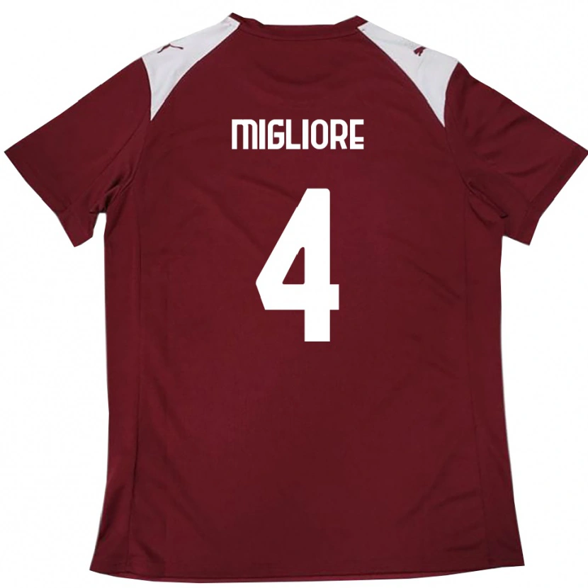Danxen Uomo Maglia Lorenzo Migliore #4 Borgogna Bianco Kit Gara Home 2025/26 Maglietta