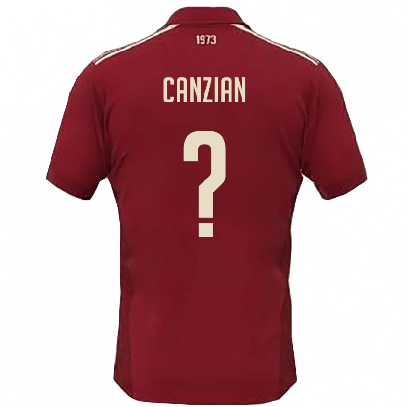 Danxen Uomo Maglia Niccolò Canzian #0 Borgogna Bianco Kit Gara Home 2025/26 Maglietta
