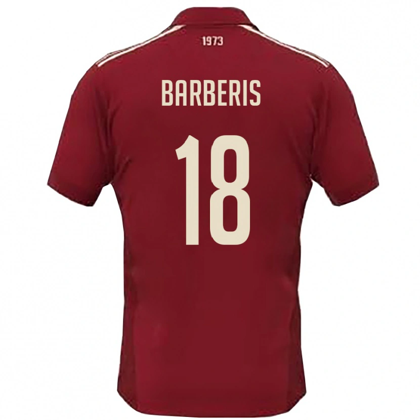 Danxen Uomo Maglia Andrea Barberis #18 Borgogna Bianco Kit Gara Home 2025/26 Maglietta