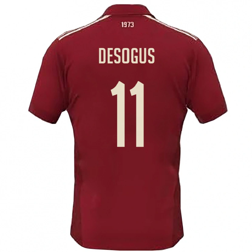 Danxen Uomo Maglia Jacopo Desogus #11 Borgogna Bianco Kit Gara Home 2025/26 Maglietta
