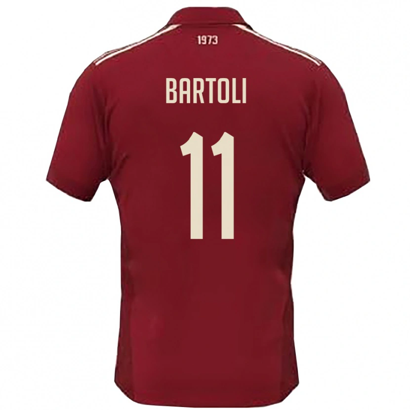 Danxen Uomo Maglia Emanuele Bartoli #11 Borgogna Bianco Kit Gara Home 2025/26 Maglietta