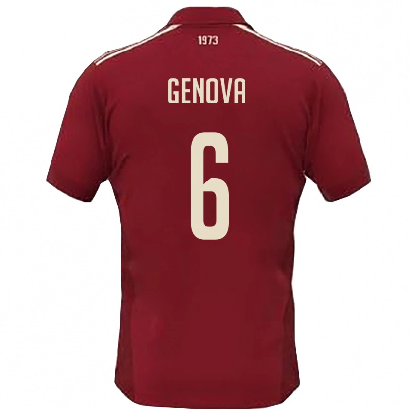 Danxen Uomo Maglia Alessio Genova #6 Borgogna Bianco Kit Gara Home 2025/26 Maglietta