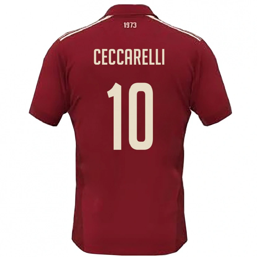Danxen Uomo Maglia Andrea Ceccarelli #10 Borgogna Bianco Kit Gara Home 2025/26 Maglietta