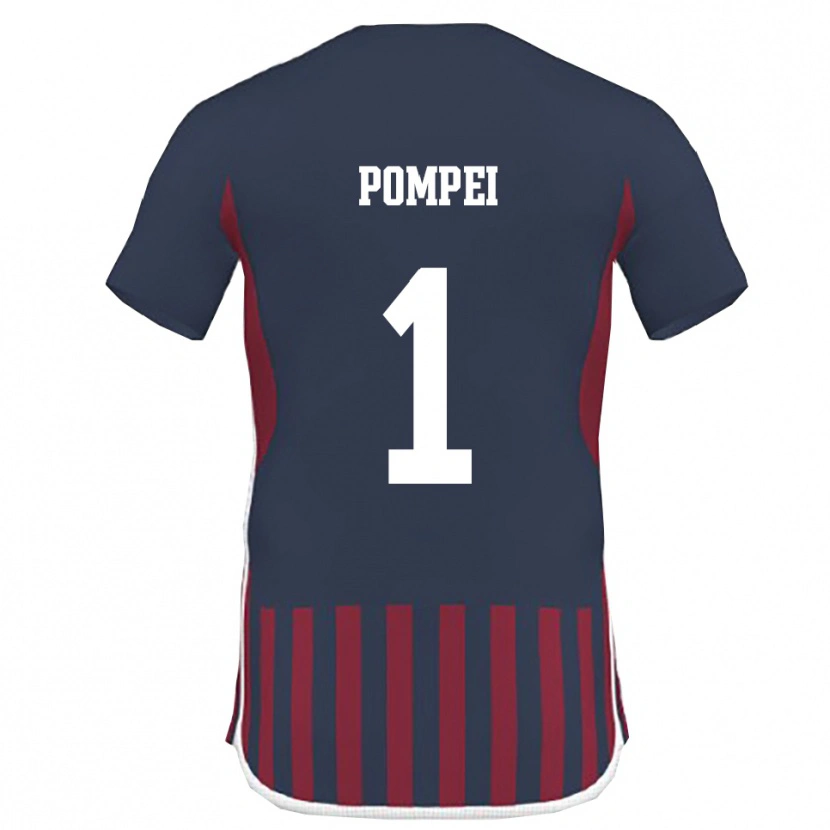 Danxen Uomo Maglia Thomas Pompei #1 Navy Rosso Kit Gara Home 2025/26 Maglietta