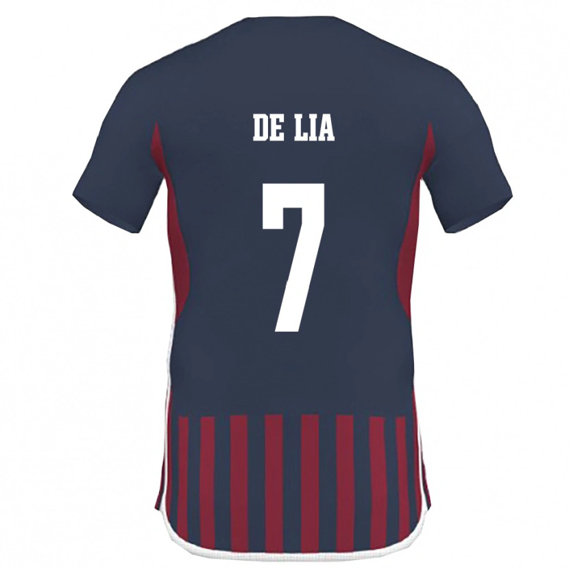 Danxen Uomo Maglia Vincenzo De Lia #7 Navy Rosso Kit Gara Home 2025/26 Maglietta