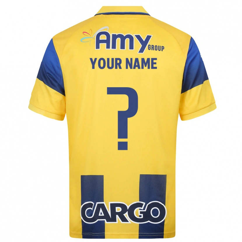Danxen Uomo Maglia Il Tuo Nome #0 Giallo Navy Kit Gara Home 2025/26 Maglietta