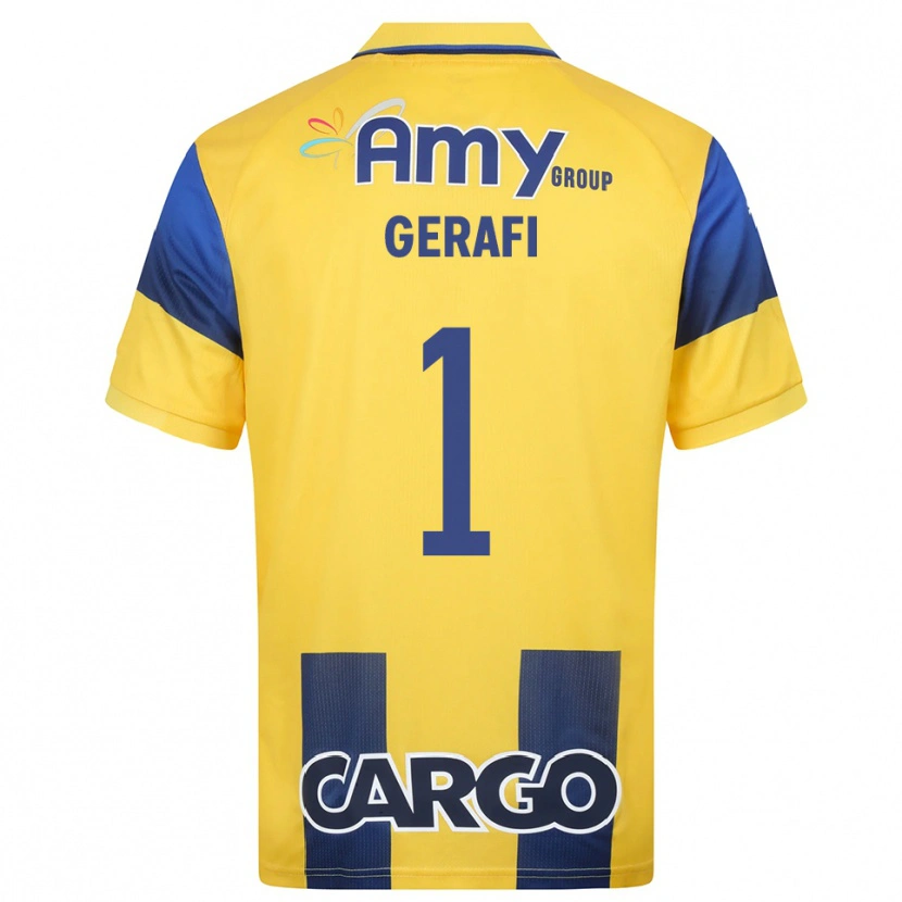 Danxen Uomo Maglia Yoav Gerafi #1 Giallo Navy Kit Gara Home 2025/26 Maglietta