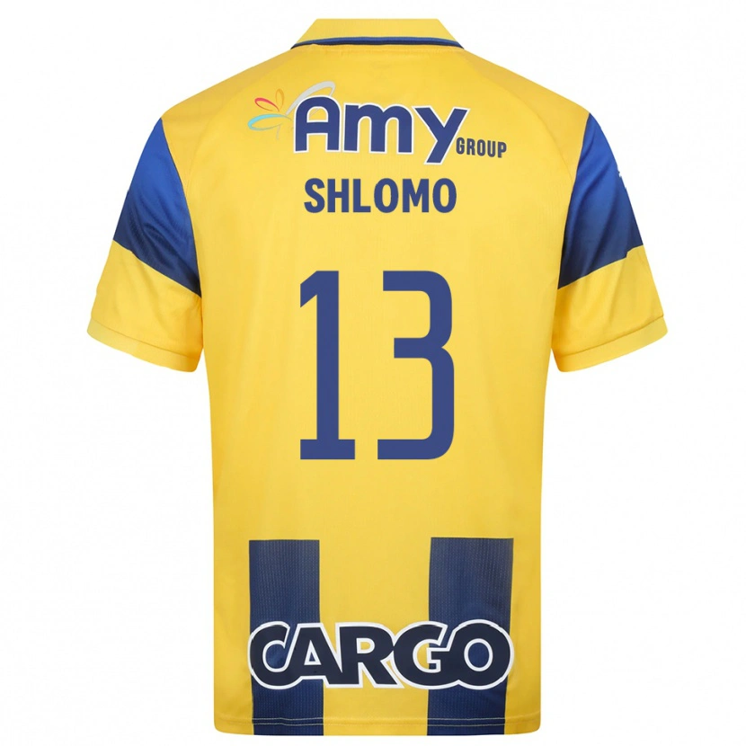 Danxen Uomo Maglia Raz Shlomo #13 Giallo Navy Kit Gara Home 2025/26 Maglietta