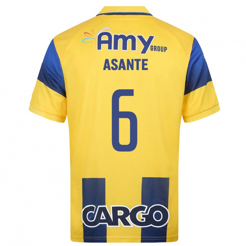 Danxen Uomo Maglia Tyrese Asante #6 Giallo Navy Kit Gara Home 2025/26 Maglietta