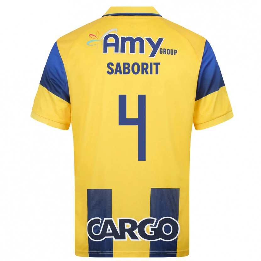 Danxen Uomo Maglia Enric Saborit #4 Giallo Navy Kit Gara Home 2025/26 Maglietta
