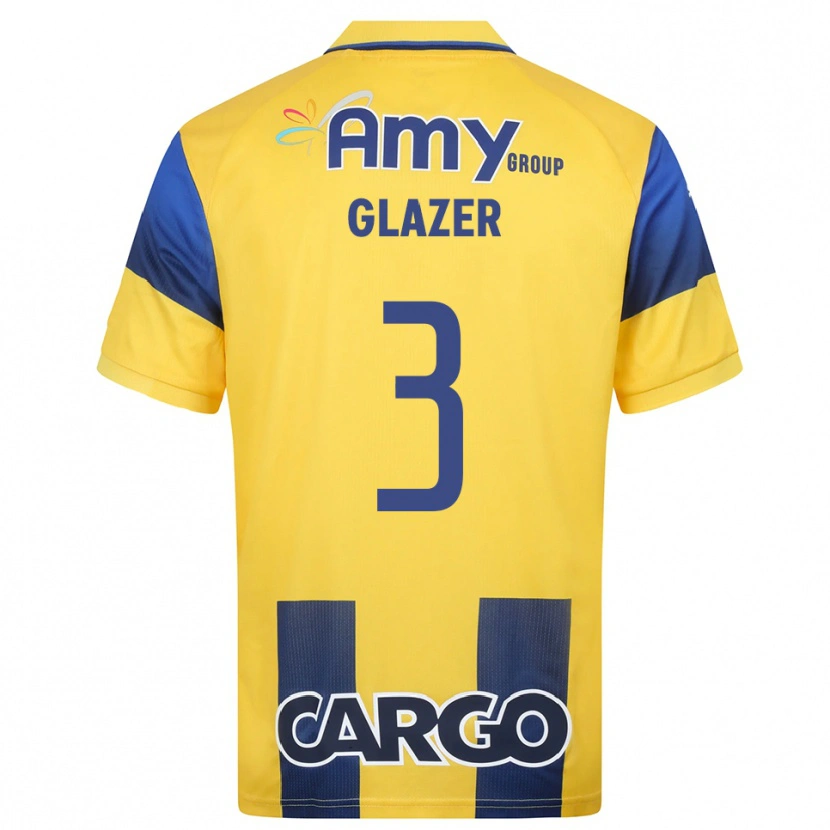 Danxen Uomo Maglia Amit Glazer #3 Giallo Navy Kit Gara Home 2025/26 Maglietta