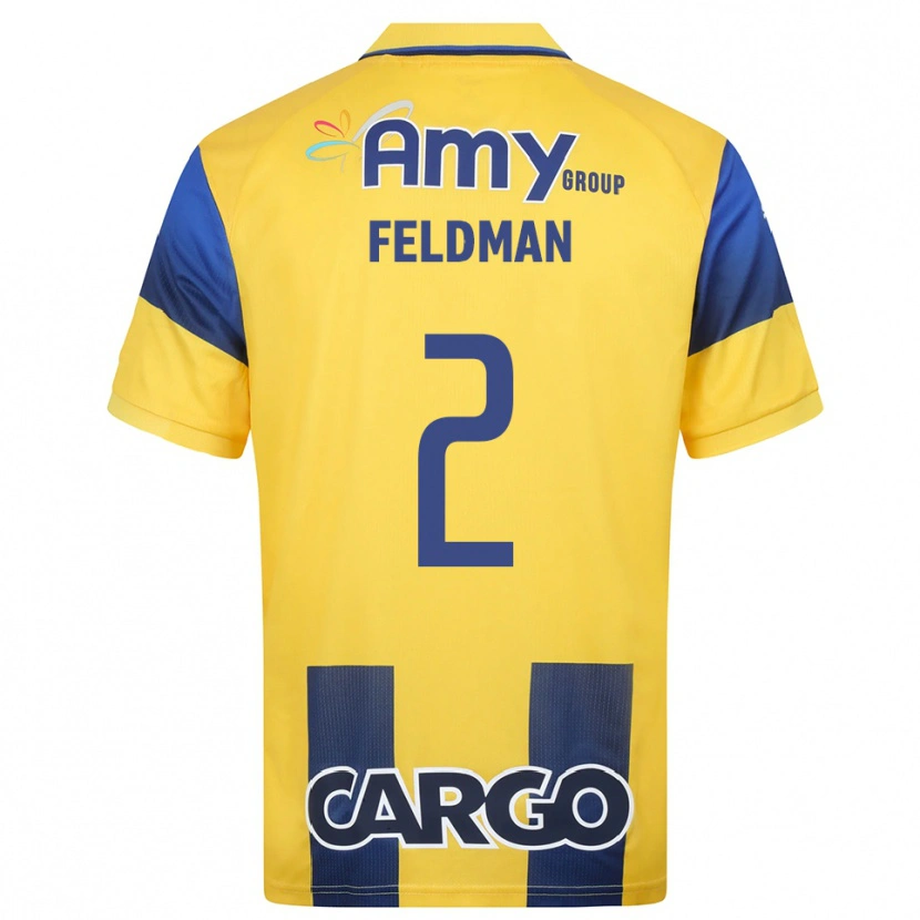 Danxen Uomo Maglia Ron Feldman #2 Giallo Navy Kit Gara Home 2025/26 Maglietta