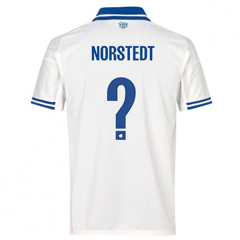Danxen Uomo Maglia Liam Norstedt #0 Bianco Blu Kit Gara Home 2025/26 Maglietta