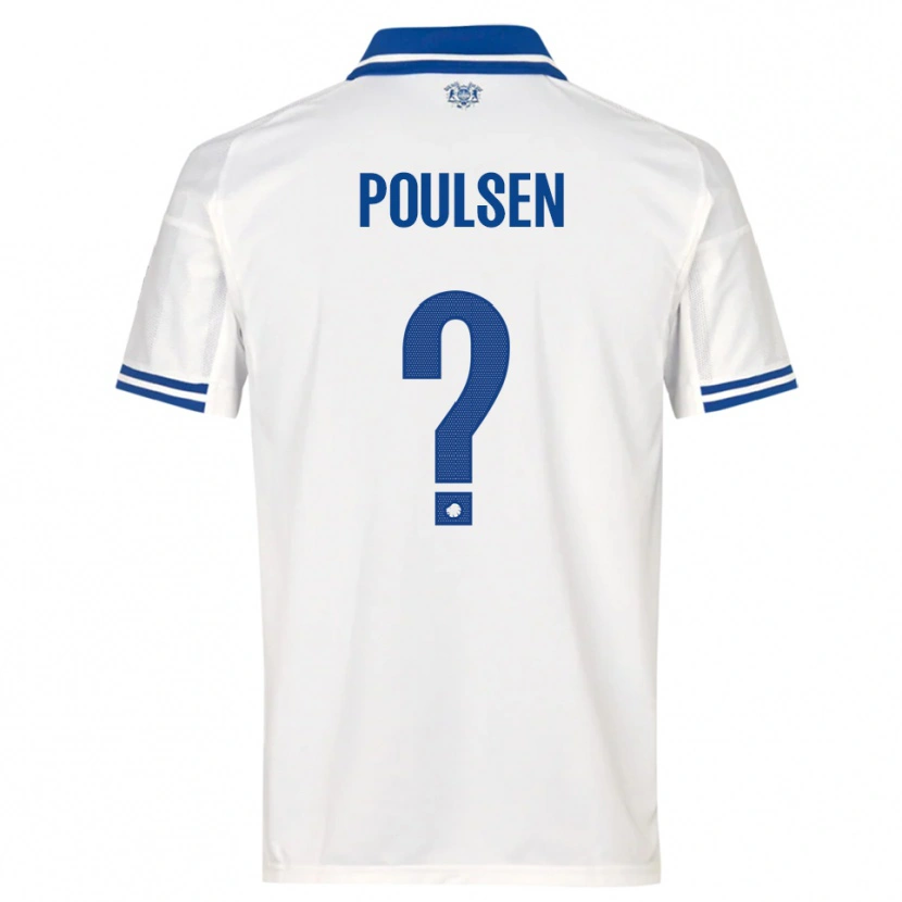 Danxen Uomo Maglia Xander Poulsen #0 Bianco Blu Kit Gara Home 2025/26 Maglietta