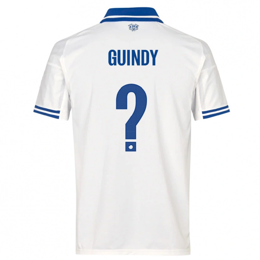Danxen Uomo Maglia Eliot Guindy #0 Bianco Blu Kit Gara Home 2025/26 Maglietta