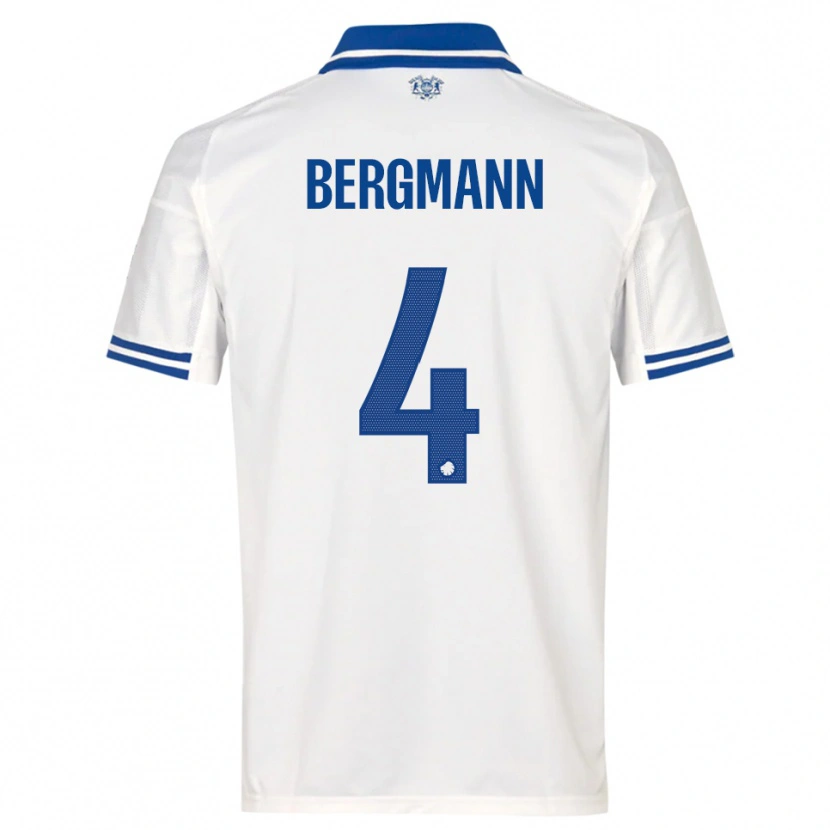 Danxen Uomo Maglia Olivia Bergmann #4 Bianco Blu Kit Gara Home 2025/26 Maglietta